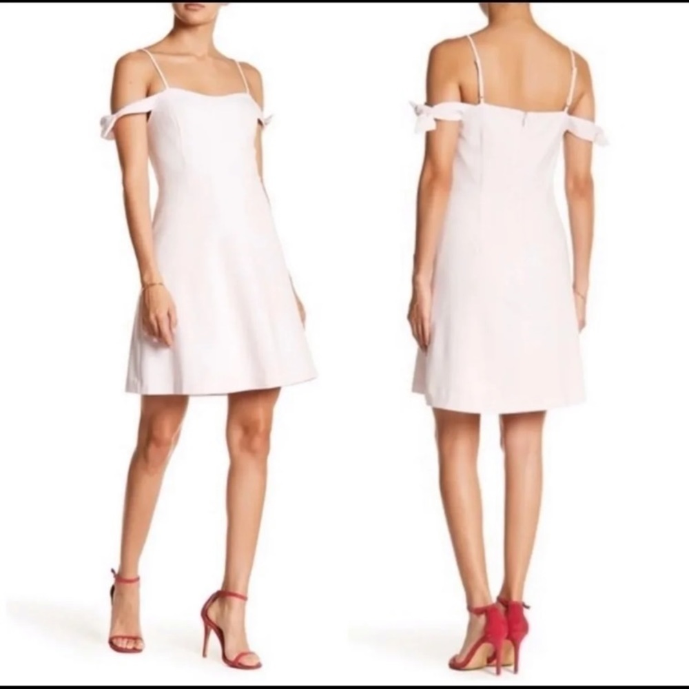 Kensie Pink Cold Shoulder Crepe Bow Strap A-Line Dress Size Large
